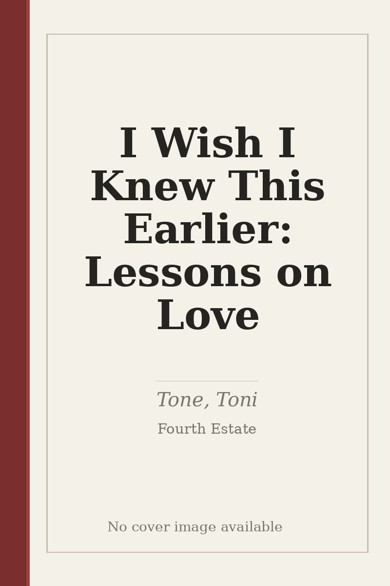 I Wish I Knew This Earlier: Lessons on Love - no cover image available