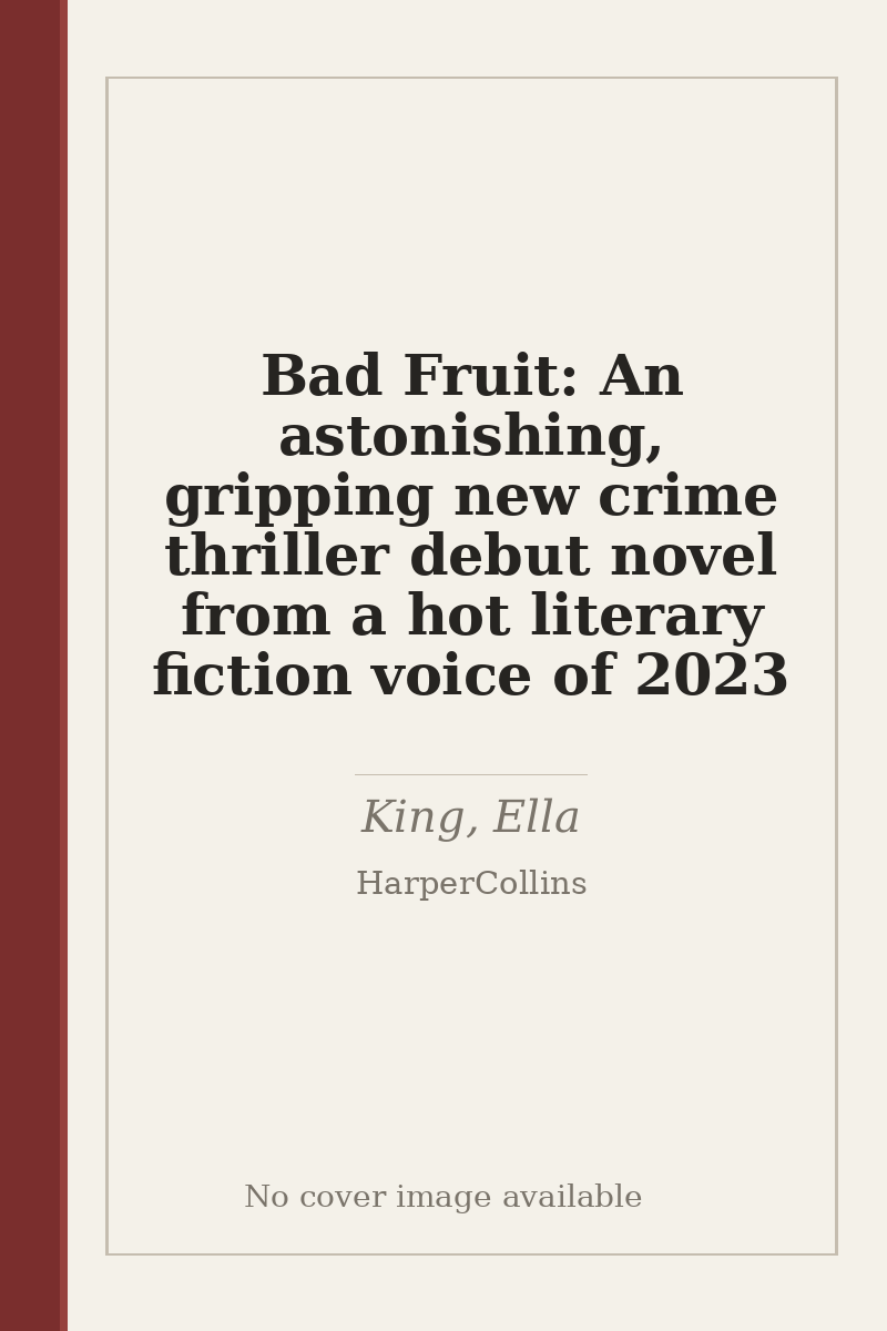 Bad Fruit: An astonishing, gripping new crime thriller debut novel from a hot literary fiction voice of 2023 - no cover image available