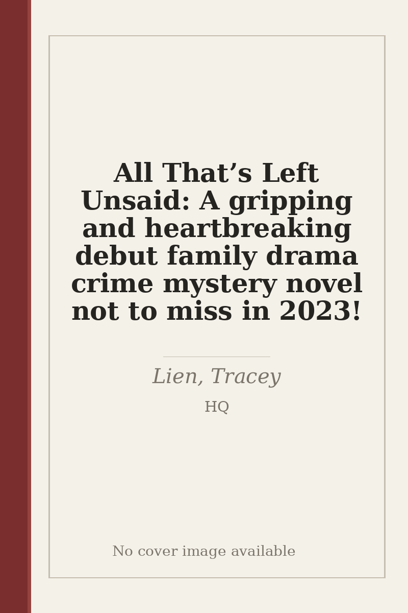 All That’s Left Unsaid: A gripping and heartbreaking debut family drama crime mystery novel not to miss in 2023! - no cover image available