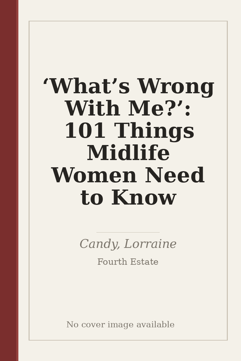 ‘What’s Wrong With Me?’: 101 Things Midlife Women Need to Know - no cover image available