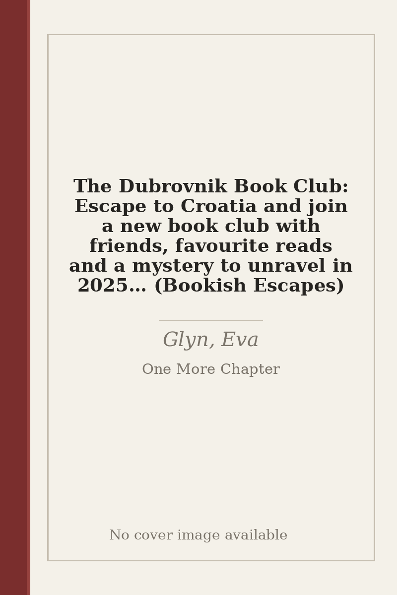 The Dubrovnik Book Club: Escape to Croatia and join a new book club with friends, favourite reads and a mystery to unravel in 2025… (Bookish Escapes) - no cover image available