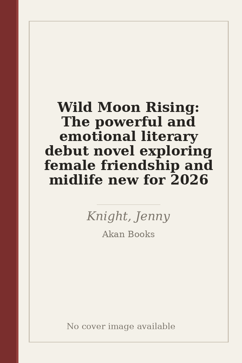 Wild Moon Rising: The powerful and emotional literary debut novel exploring female friendship and midlife new for 2026 - no cover image available
