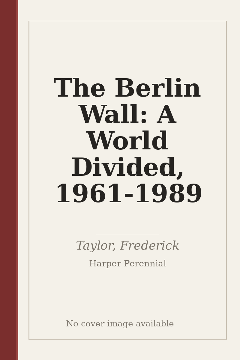 The Berlin Wall: A World Divided, 1961-1989 - no cover image available
