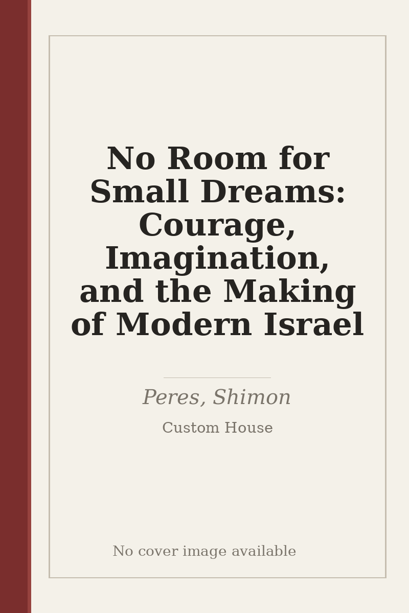 No Room for Small Dreams: Courage, Imagination, and the Making of Modern Israel - no cover image available