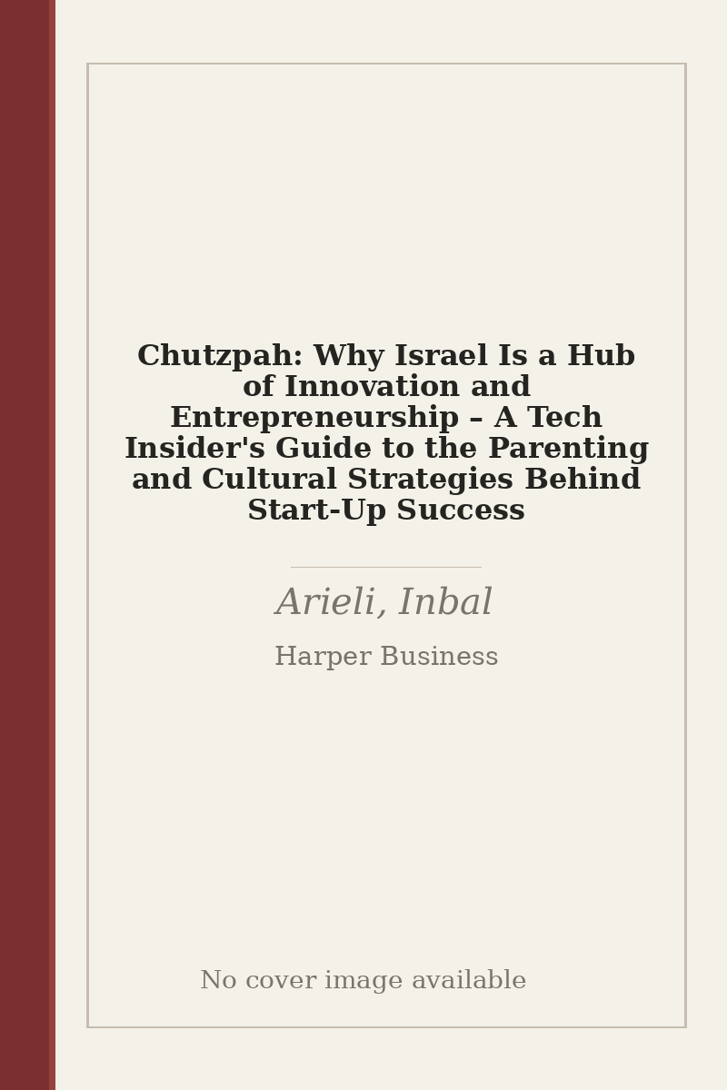 Chutzpah: Why Israel Is a Hub of Innovation and Entrepreneurship – A Tech Insider's Guide to the Parenting and Cultural Strategies Behind Start-Up Success - no cover image available