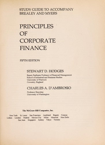 Study Guide to 5r.e (Principles of Corporate Finance)
