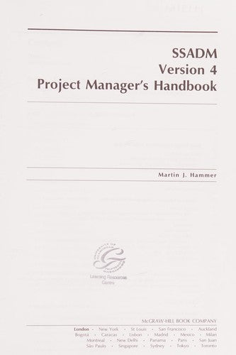 SSADM Version 4 Project Manager's Handbook (McGraw-Hill International Series in Software Engineering)