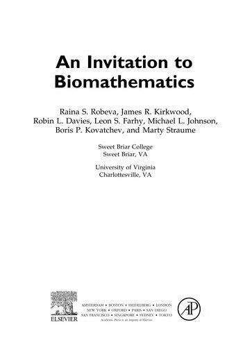 An Invitation to Biomathematics