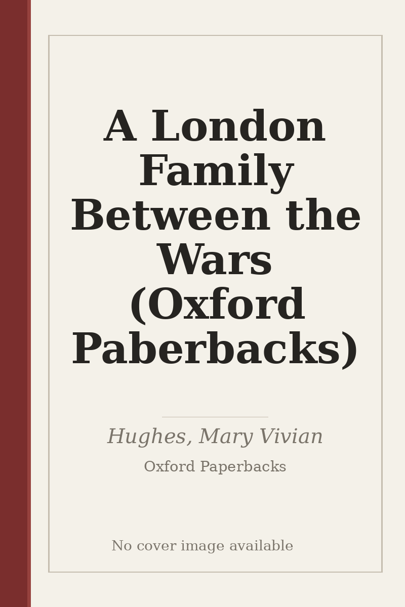 A London Family Between the Wars (Oxford Paberbacks) - no cover image available