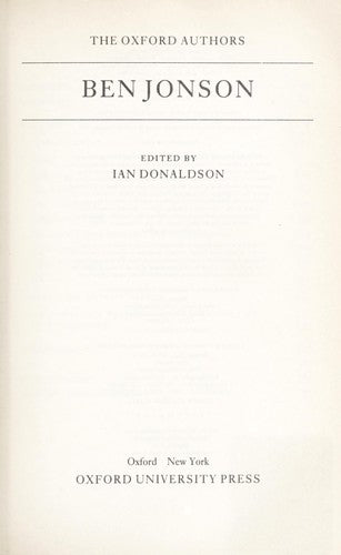 Ben Jonson: Selected Works (Oxford Authors S.)