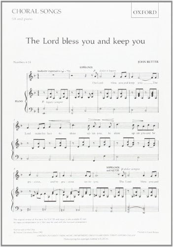 The Lord bless you and keep you: SA vocal score (F major)