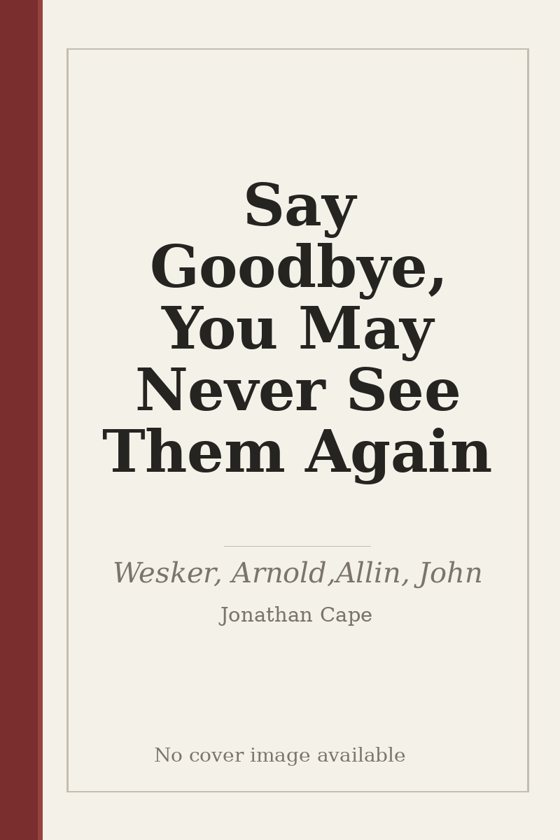 Say Goodbye, You May Never See Them Again - no cover image available