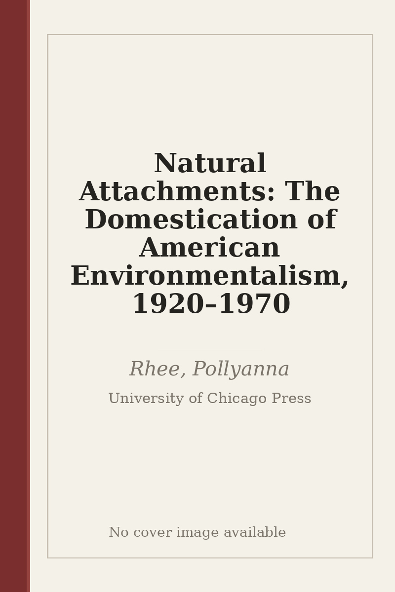 Natural Attachments: The Domestication of American Environmentalism, 1920–1970 - no cover image available