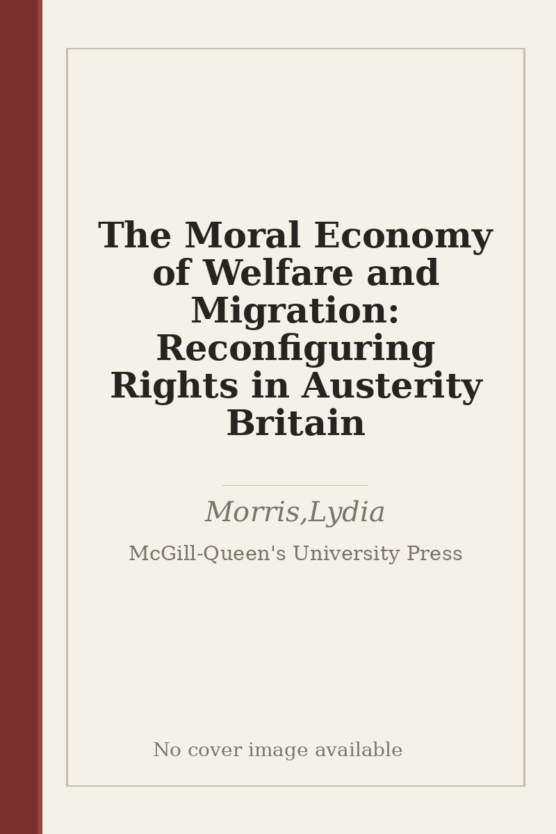 The Moral Economy of Welfare and Migration: Reconfiguring Rights in Austerity Britain - no cover image available