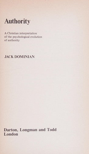 Authority: Christian Interpretation of the Psychological Evolution of Authority