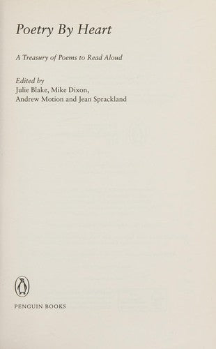 Poetry by Heart: A Treasury of Poems to Read Aloud