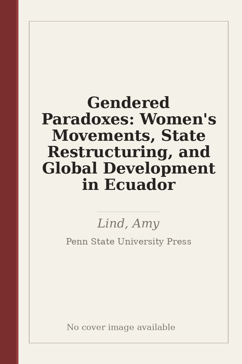 Gendered Paradoxes: Women's Movements, State Restructuring, and Global Development in Ecuador - no cover image available