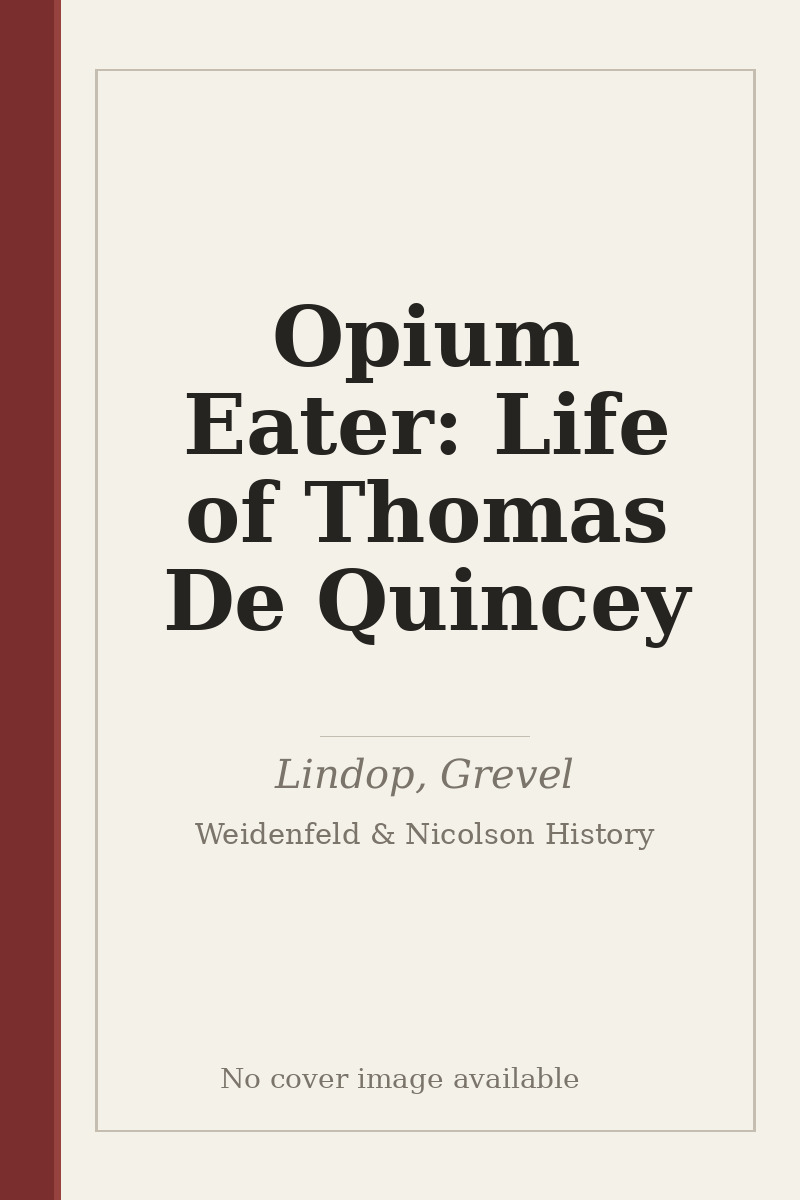 Opium Eater: Life of Thomas De Quincey - no cover image available