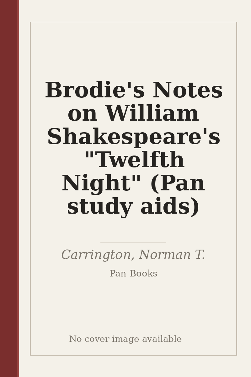 Brodie's Notes on William Shakespeare's "Twelfth Night" (Pan study aids) - no cover image available