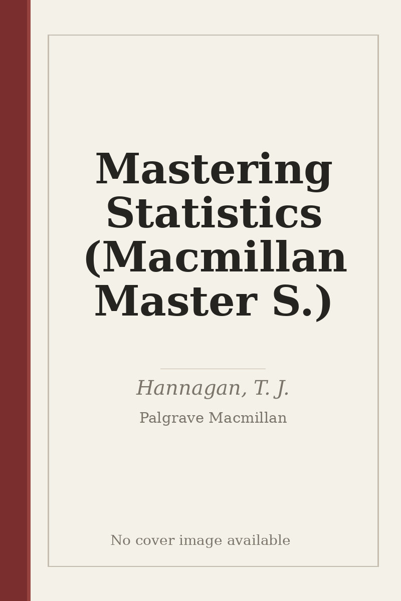 Mastering Statistics (Macmillan Master S.) - no cover image available