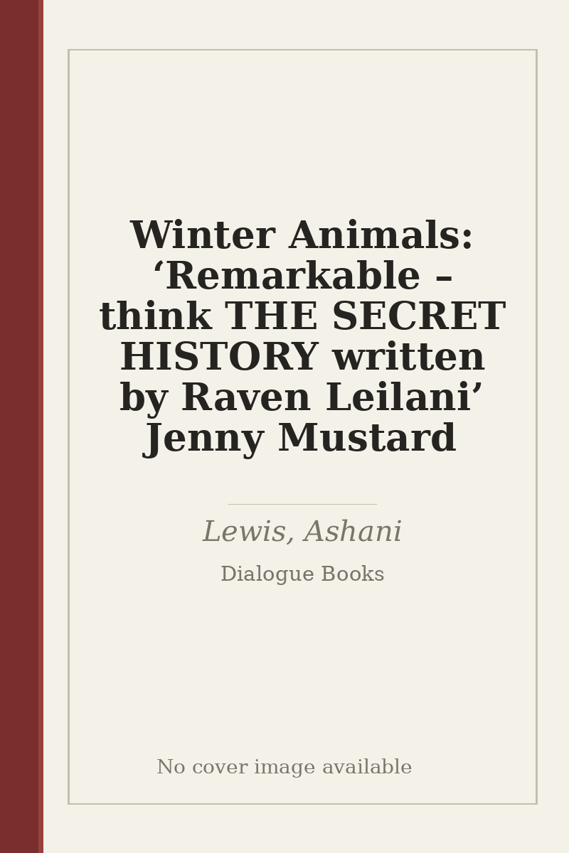 Winter Animals: ‘Remarkable – think THE SECRET HISTORY written by Raven Leilani’ Jenny Mustard - no cover image available