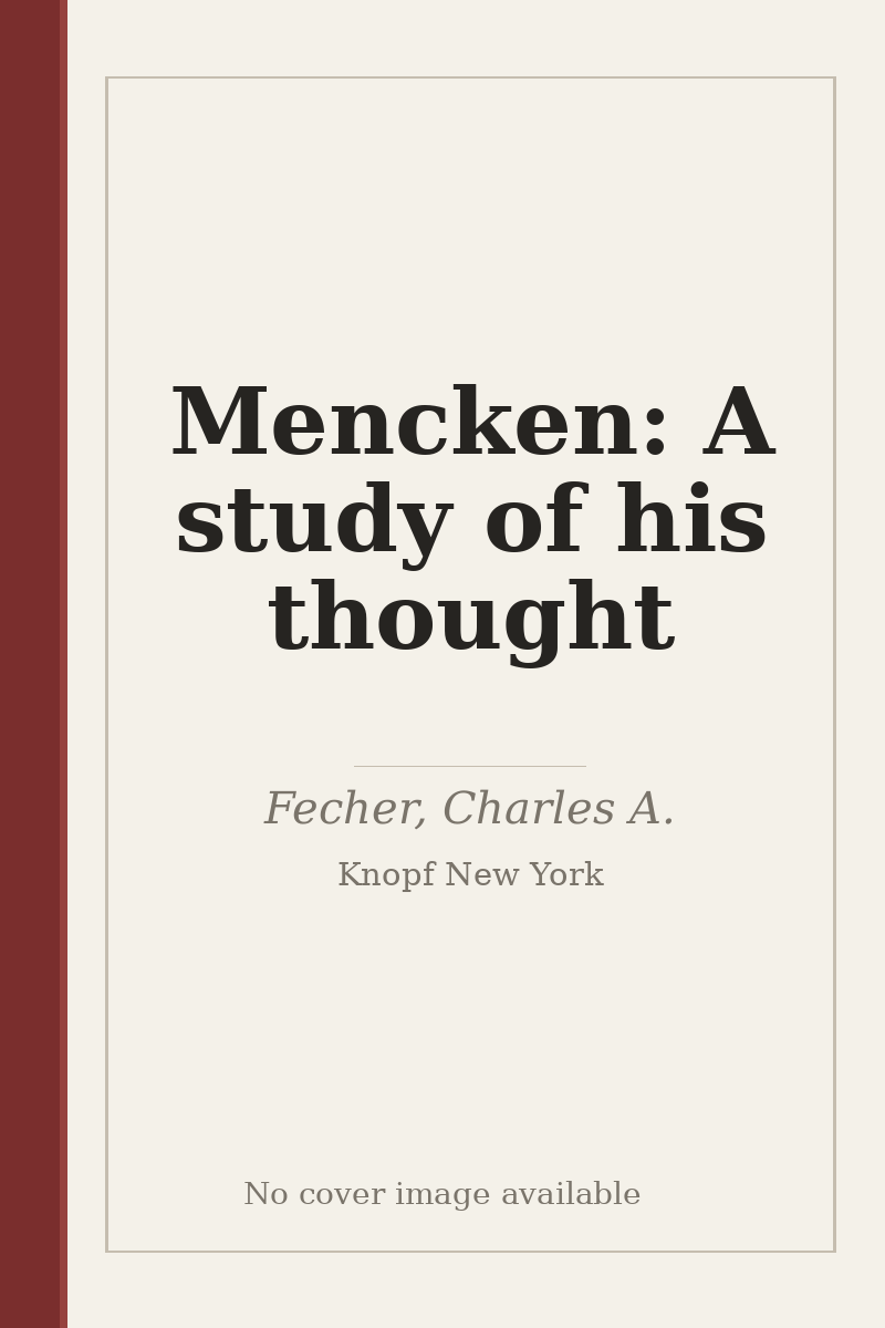 Mencken: A study of his thought - no cover image available