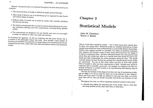 Statistical Models in S