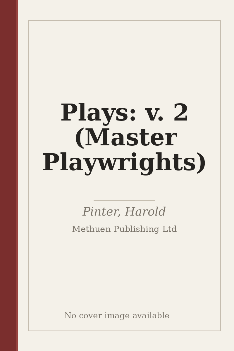 Plays: v. 2 (Master Playwrights) - no cover image available