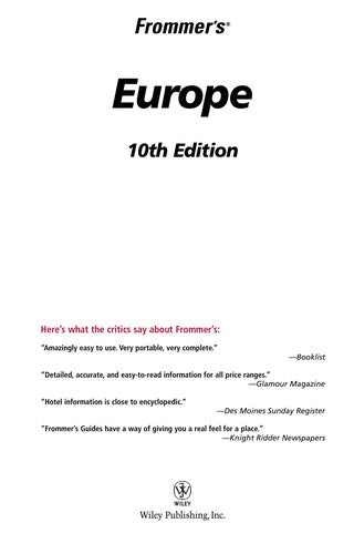 Frommer's Europe (Frommer's Complete Guides)