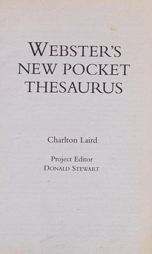 Webster's New Pocket Thesaurus Edition: First