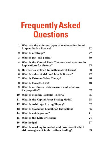 Frequently Asked Questions in Quantitative Finance