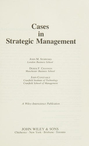 Stopford: *cases* In Strategic Management
