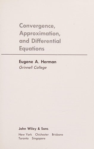 Herman: Convergence Approximation & Differential Equations (cloth)