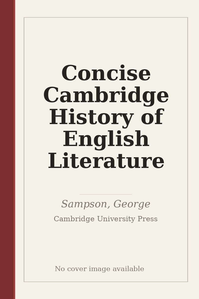 Concise Cambridge History of English Literature - no cover image available