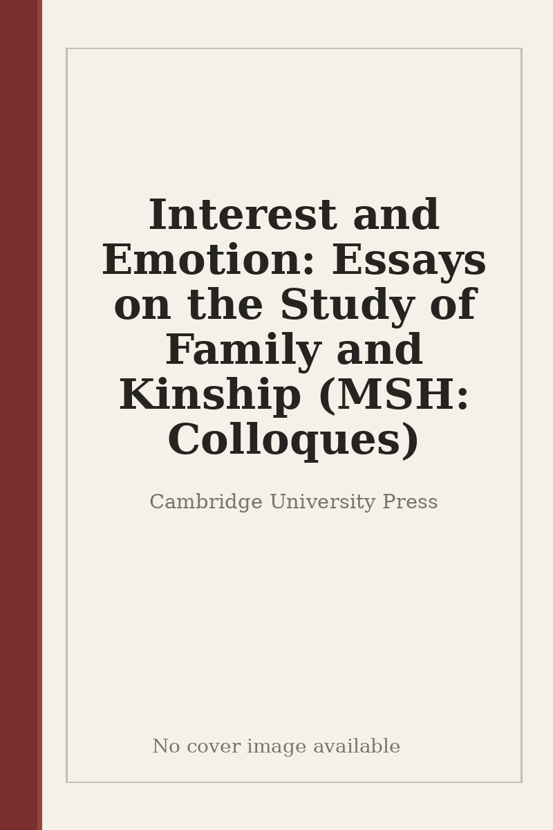Interest and Emotion: Essays on the Study of Family and Kinship (MSH: Colloques) - no cover image available