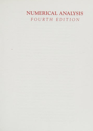 Numerical Analysis (The Prindle, Weber & Schmidt series in mathematics)