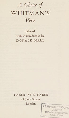 A Choice of Whitman's Verse