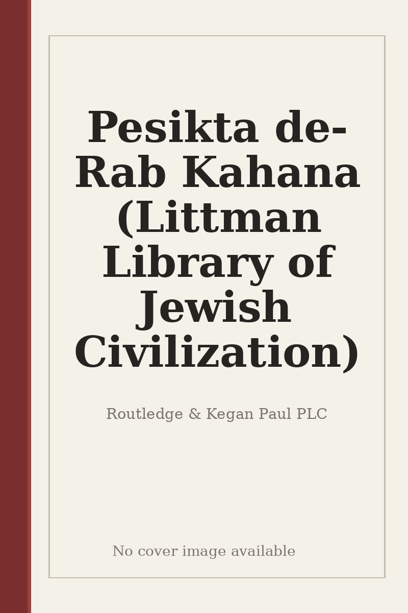 Pesikta de-Rab Kahana (Littman Library of Jewish Civilization) - no cover image available