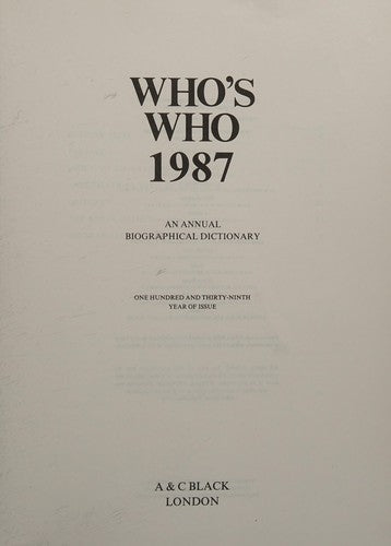 Who'S Who 1987