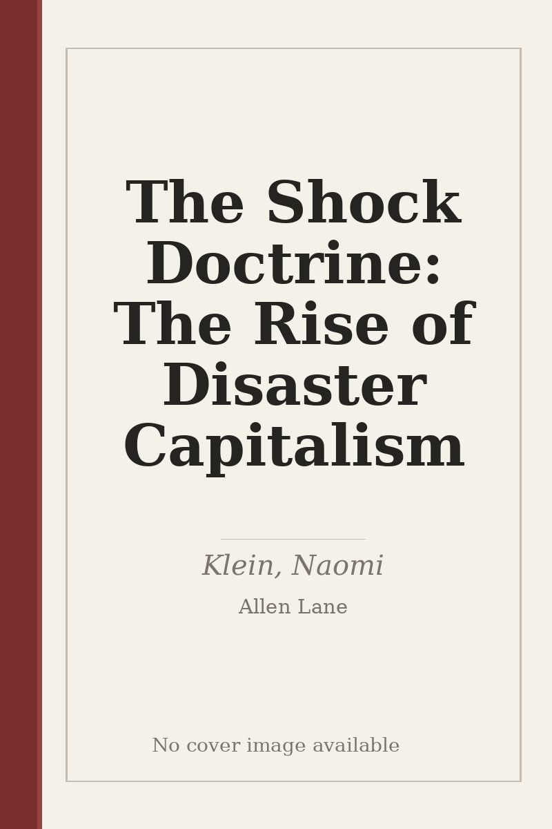 The Shock Doctrine: The Rise of Disaster Capitalism - no cover image available