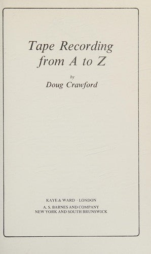 Tape Recording from A-Z