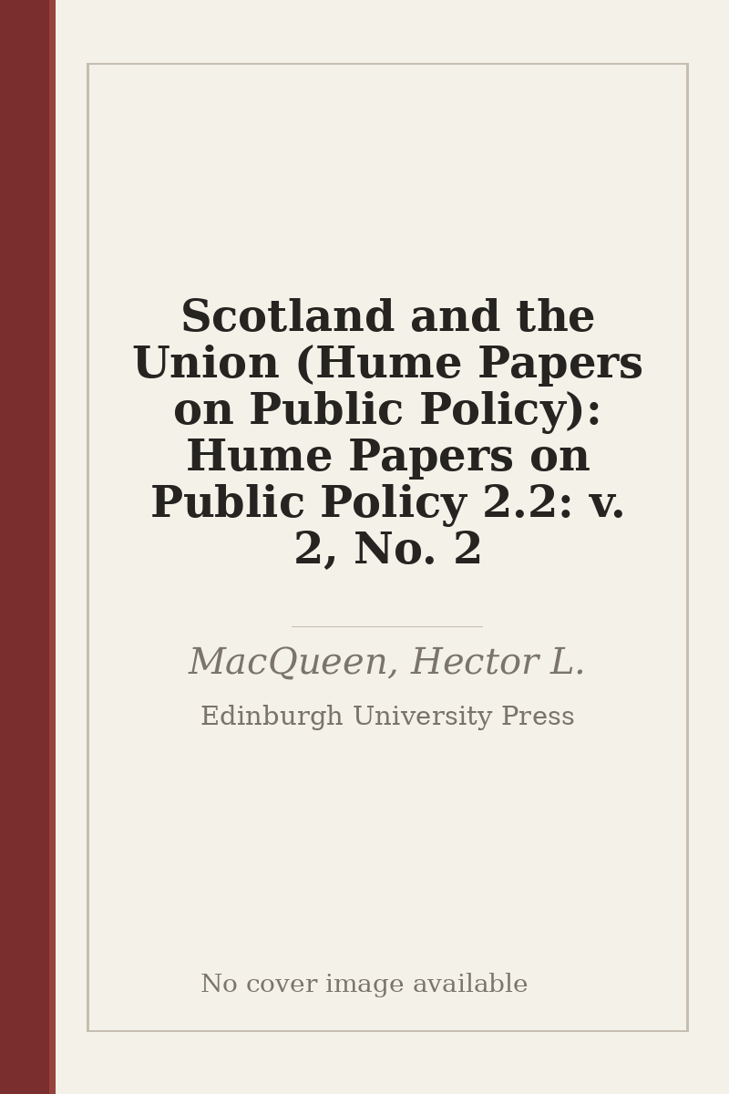 Scotland and the Union (Hume Papers on Public Policy): Hume Papers on Public Policy 2.2: v. 2, No. 2 - no cover image available