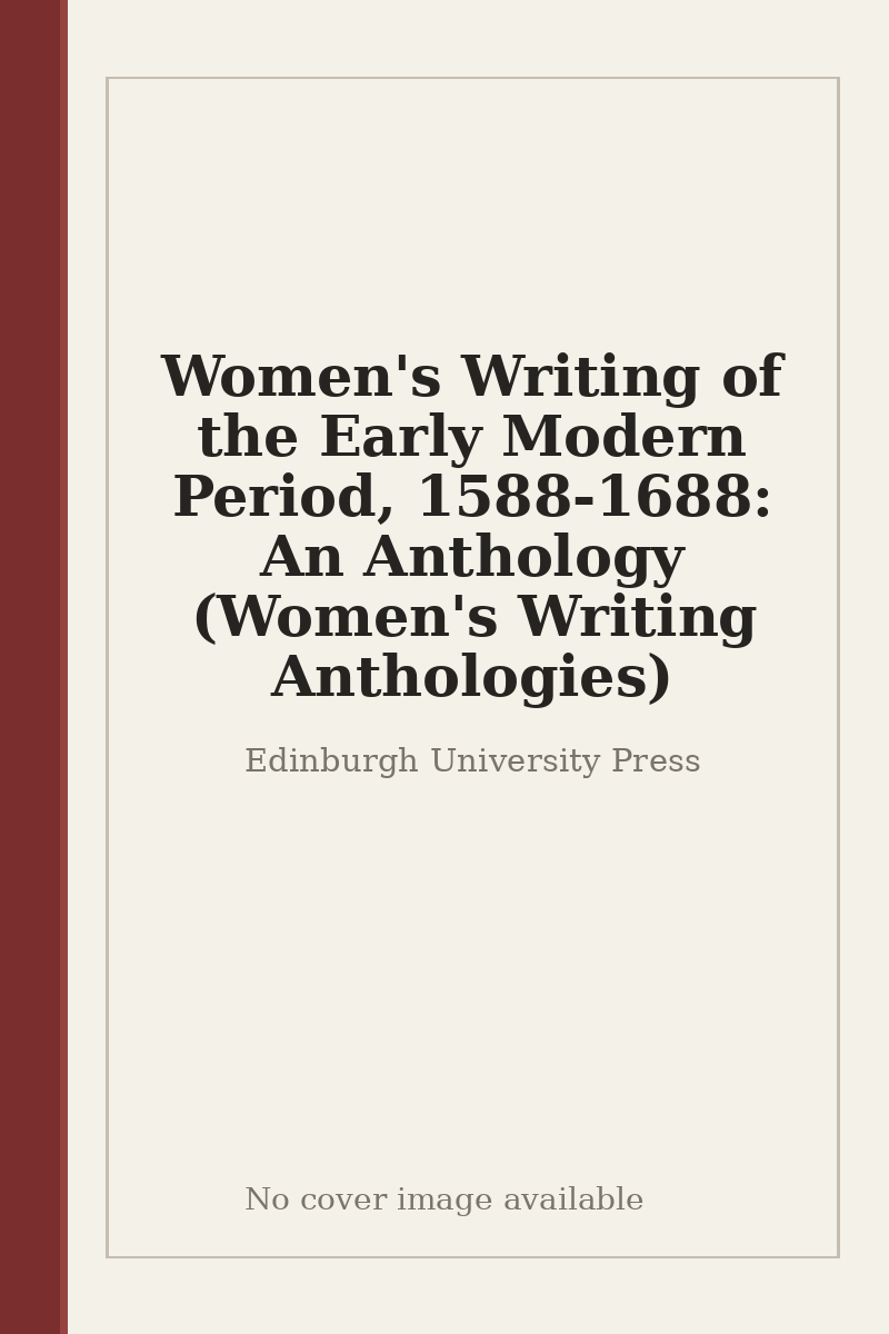 Women's Writing of the Early Modern Period, 1588-1688: An Anthology (Women's Writing Anthologies) - no cover image available