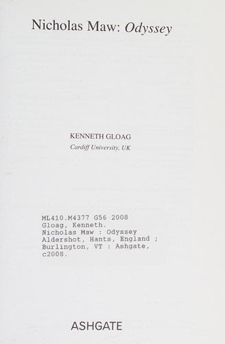 Nicholas Maw: Odyssey (Landmarks in Music Since 1950)