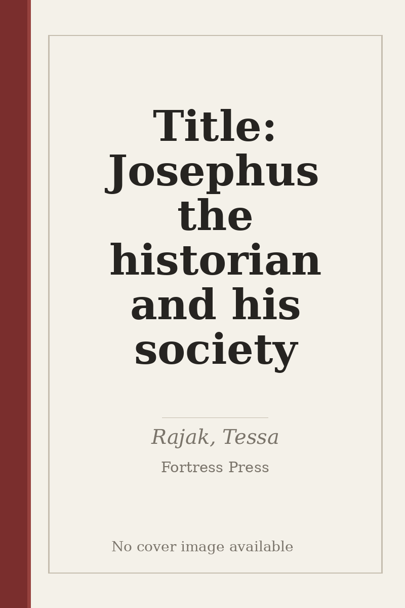 Title: Josephus the historian and his society - no cover image available
