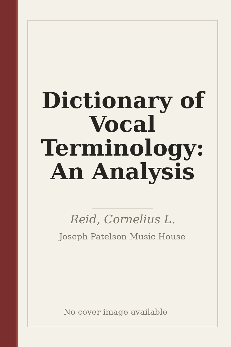 Dictionary of Vocal Terminology: An Analysis - no cover image available
