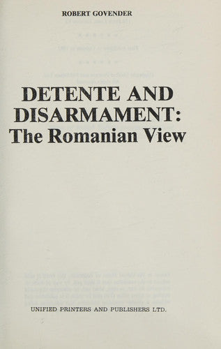 Detente and disarmament: the Romanian view