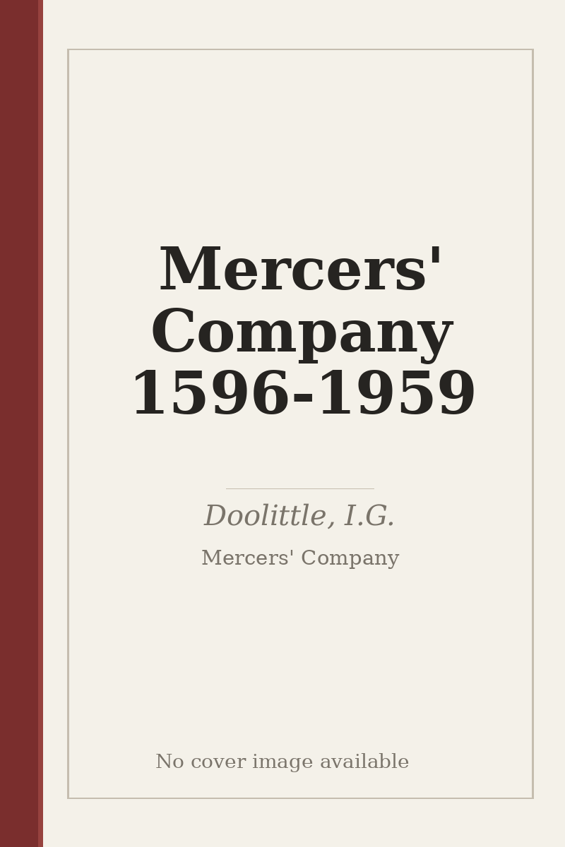 Mercers' Company 1596-1959 - no cover image available
