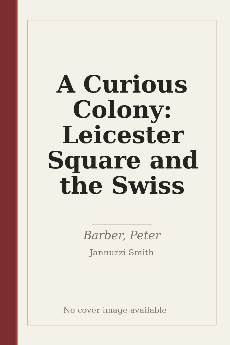 A Curious Colony: Leicester Square and the Swiss - no cover image available