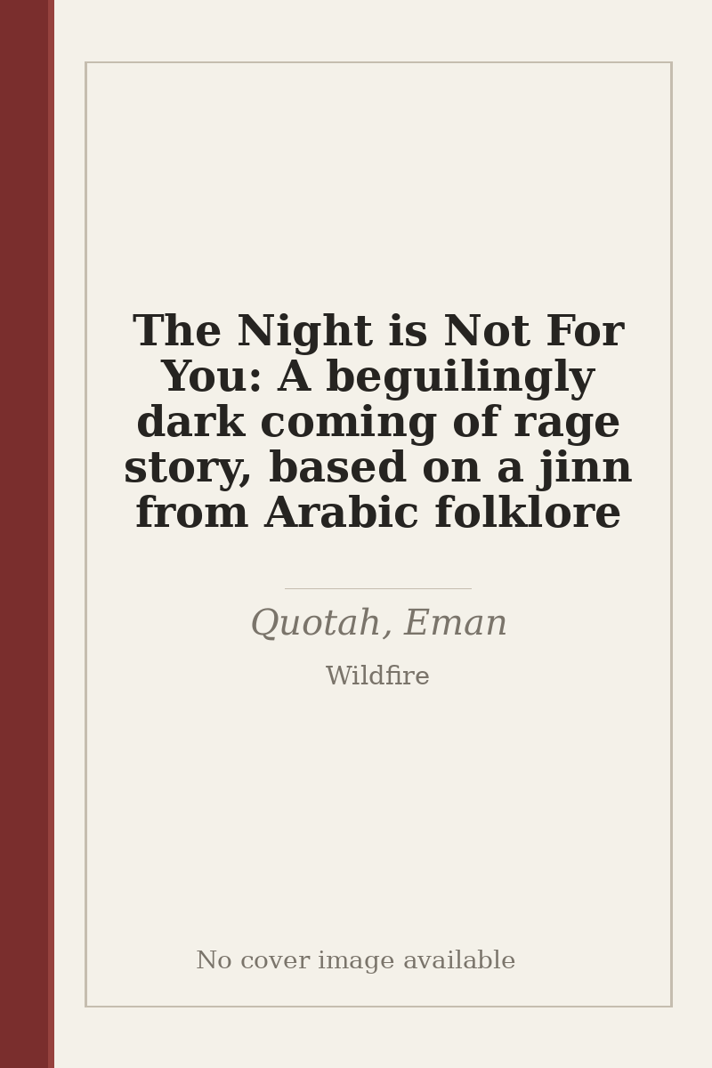 The Night is Not For You: A beguilingly dark coming of rage story, based on a jinn from Arabic folklore - no cover image available